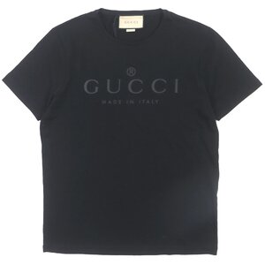 極美品▼GUCCI グッチ 21AW 441685 ロゴプリント クルーネック ショートスリーブ 半袖Ｔシャツ ブラック M イタリア製 正規品 メンズ