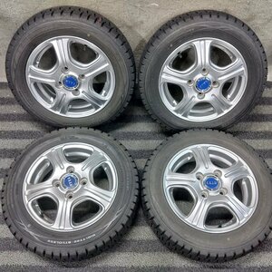 1円～ T9561■155/65R13 DUNLOP WINTERMAXX01 社外 4J 4H PCD100 バリ溝 スタッドレス★条件付送料無料★EKワゴン ワゴンR アルト ラパン