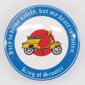 Button badge 40mm Scooter yellow 缶バッジ スクーター Vespa Lambretta ベスパ ランブレッタ 50S 100 et3 GTR RALLY PX200E 160GS