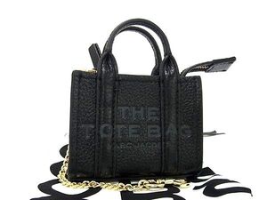 ■新品同様■ MARC JACOBS マークジェイコブス THE NANO TOTE チャーム レザー チャーム キーホルダー ブラック系 FH1227