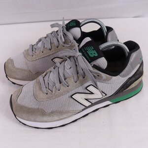 515 ニューバランス 26.0cm/New Balance グレー 灰色 白 黒 緑 中古 古着 スニーカー メンズ yy39