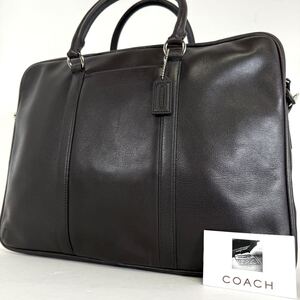 1円〜【 新品未使用 】コーチ COACH ブリーフケース レザー 牛革 ビジネスバッグ ブラック 通勤 A4 レザー メンズ トートバッグ 