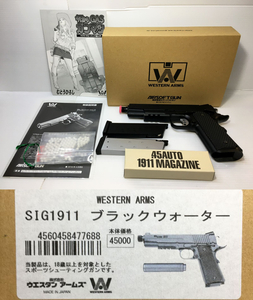 ○【同梱B】【中古】ガスガン ガスブロ ウエスタンアームズ SIG1911 ブラックウォーター 現状品 2400031215189