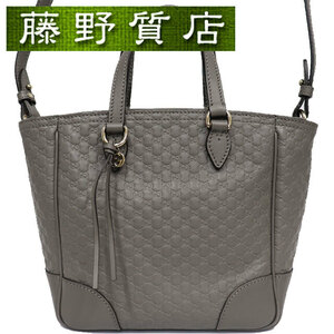 グッチ GUCCI 2way ミニ ハンドバッグ ショルダー マイクログッチシマ グレー 449241 ゴールド金具 8354