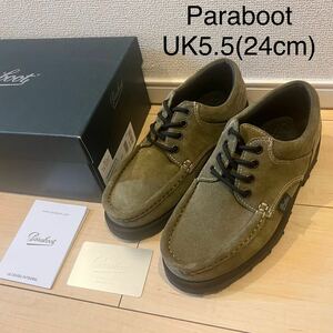 【数回使用程度】Paraboot THIERS パラブーツ ティエール スエード 正規品証明書、箱付き オリーブ色 ロケイドソール 未使用に近い 美品