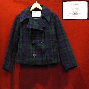 PEA COAT gerald stewart FIDELITY BEAMS BOY ビームス USA製 ショート Pコート ピーコート ジャケット タータンチェック 緑 紺 XS ～ S