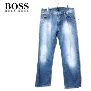 1I2946-F◆ HUGO BOSS ヒューゴボス デニムパンツ ジーンズ ボトムス ◆ size32/34 コットン ポリウレタン インディゴ 古着 メンズ