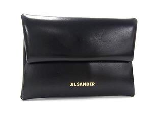 1円 ■美品■ JIL SANDER ジルサンダー レザー コインケース パスケース 小銭入れ カード入れ 名刺入れ 財布 ブラック系 FJ4033