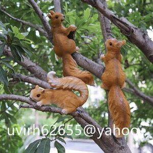 木に登るリス ３個セット ガーデンオーナメント 庭園置物 庭飾り屋外アクセント小物オーナメント雑貨 装飾品 庭用置物ガーデンアクセント