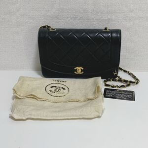 CHANEL シャネル マトラッセ ダイアナフラップ A01165 チェーンショルダーバッグ ココマーク ラムスキン 2番台 ギャラ有り ブラック