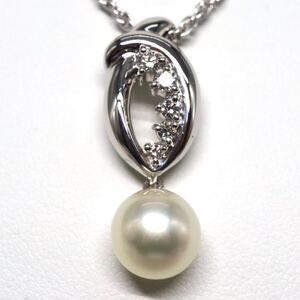 1円〜!!美品!!POLA jewelry(ポーラ)▲Pt900アコヤ本真珠/天然ダイヤモンドネックレス▲J 約11.9g 約44.0cm パール EF0/EF1 C280