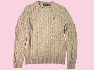 POLO RALPH LAUREN ポロ ラルフローレン セーター トップス ニット ケーブルニット ミルクティー メンズ カジュアル ポニー 刺繍