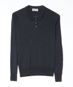 「JOHN SMEDLEY」 長袖ポロシャツ S ネイビー レディース