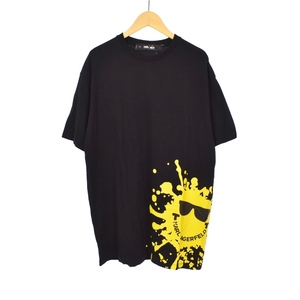 カールラガーフェルード KARL LAGERFELD Tシャツ カットソー 半袖 プリント M 黒 ブラック 755441 メンズ