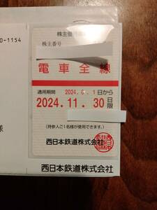 西日本鉄道　電車全線　株主優待乗車証（定期）　　　　　　　　　　西鉄