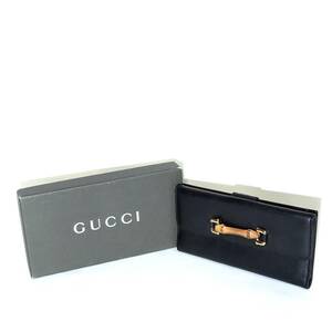 vintage グッチ オールド グッチ GUCCI バンブー レザー ウォレット Wホック 長財布 小物 ヴィンテージ イタリア製 革財布 6374