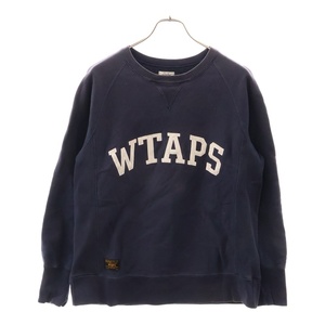 WTAPS ダブルタップス 15AW ロゴ刺繍 コットンスウェットトレーナー ネイビー152ATDT-CSM20