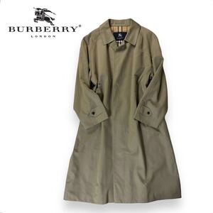 【美品】BURBERRY バーバリー ウール トレンチ ステンカラー ロング コート 比翼仕立 ベージュ ノバチェック 180サイズ 三陽商会 日本製