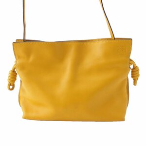 【ロエベ】Loewe　アナグラム フラメンコクラッチ ミニ レザー ショルダーバッグ イエロー 【中古】【正規品保証】209835