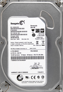 Seagate ST500DM002 1BD142-541 KC65 FRU:45K0629 3.5インチ SATA600 500GB 1220回 13254時間