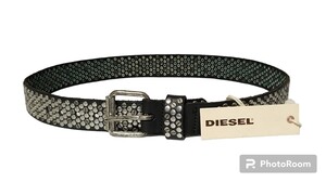 50%off 新品 未使用 DIESEL スタッズ レザー ベルト 00SCJA 0DAHK メンズ 90 ディーゼル 牛革