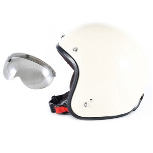 72JAM ジェットヘルメット&シールドセット JP MONO HELMET - オフアイボリー フリーサイズ:57-60cm未満 +開閉式シールド APS-04 JPIM-6