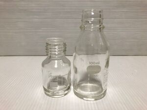 スクリュー管瓶 容量 100ml 50ml 高さ13cm 8.5cm PYREX IWAKI 化学/実験/アンティーク/レトロ/希少/レア