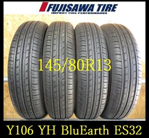 【Y106】FK8011084 送料無料◆2023年製造 約8.5部山◆YOKOHAMA BluEarth ES32◆145/80R13◆4本