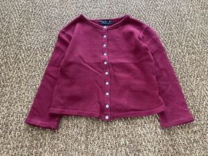 KIDS フランス製 agns b ENFANT キッズ カーディガン プレッション SIZE 6 ワイン アニエスベー　子供用