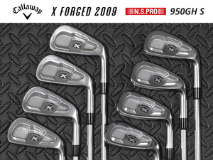 【良～美品】PGAツアー支給品 Callaway X FORGED 2009 アイアン 旧溝 ツアーIDバンド NSPRO 950GH S 3I-PW 8本セット プロト 本物保証