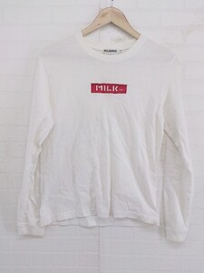 ◇ MILKFED ミルクフェド ロゴ 長袖 Tシャツ カットソー サイズS ホワイト系 レッド系 レディース P