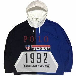 【復刻】POLO RALPH LAUREN 1992 STADIUM JACKET ポロラルフローレン スタジアム アノラック パーカー メンズM 紺 青 ジャケット レア 90s