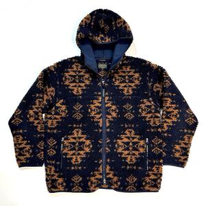 PENDLETON パイルボア フリース パーカー ネイティブ柄 ノルディック柄 フルジップ M / ペンドルトン ビンテージ リズムフーディー 総柄