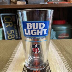 貴重！BUD LIGHT &アメフトNFL 企業物アドバタイジングガラス食器　USAヴィンテージ雑貨/70