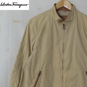 サルヴァトーレフェラガモ Salvatore Ferragamo■コットンジップジャケット/イタリア製■46■ベージュ ※IW4510049