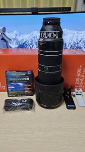 SONY FE200-600mm F5.6-6.3 G OSS 【美品】、ソニー超望遠レンズ、Leofotoレンズフットとレンズ保護フィルター付、E-mount、Eマウント