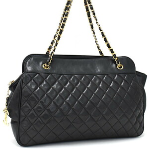 1円 ◎美品 CHANEL シャネル チェーンショルダーバッグ マトラッセ ココマーク チャーム レザー ブラック◎E.Culs.tI-11