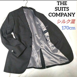 THE SUITS COMPANY ザ・スーツカンパニー テーラードジャケット シルクウール シャドーストライプ 絹 Exclusive Fine Silk グレー 170cm