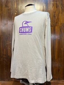 L386 メンズ Tシャツ CHUMS チャムス 長袖 プリント ロゴ アウトドア ロンT ロングスリーブ カジュアル 古着 / L レターパック発送