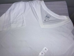 ★大きいサイズ　半袖Ｔシャツ　Ｖネック　天竺　ＸＬ　白　ＧＡＰ★未使用格安！　