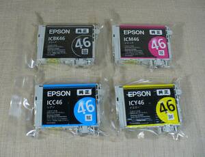 エプソン 純正インクカートリッジ　IC4CL46相当　ICBK46 / ICC46 / ICM46 / ICY46　4色セット　未使用！