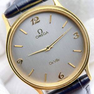 【稼働品】美品 オメガ OMEGA デビル DEVILLE メンズ 腕時計 クオーツ QZ ゴールド ラウンド アラビア数字 1365 ヴィンテージ 動作 y14