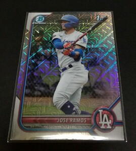 MLB 2022年BOWMAN chrome ホセ・ラモス(ドジャース)リフラクター。No,BCP-129。Dodgers JOSE RAMOS 