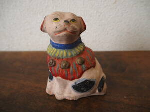 戦前 古い つつみ人形 犬 狆 堤人形 10cm 土人形 郷土玩具 民芸品