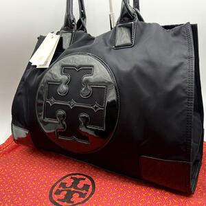 美品/希少 ●TORY BURCH トリーバーチ トートバッグ ビジネスバッグ 肩掛け ナイロン エラ デカロゴ ラージサイズ A4 収納 PC 書類 メンズ