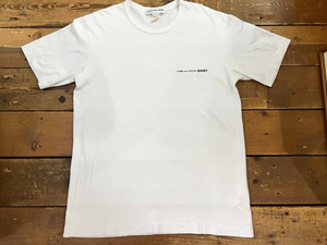 Q38★COMMEdesGARCONS SHIRT/コムデギャルソンシャツ ワンポイントロゴクルーネックTシャツ ホワイトカラー 半袖 TEE メンズ X(M程度) ★