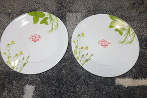 未使用・説明書付 ☆ CORELLE / コレール　 ヨーロピアンハーブ柄　直径：21.5cmのプレート　2枚セット 米国製　iwaki/岩城　　送料：520円