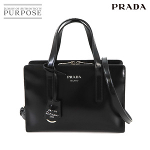 新品同様 プラダ PRADA Re-Edition 1995 2way ハンド ショルダー バッグ レザー ブラック 1BA357 シルバー 金具 90240308