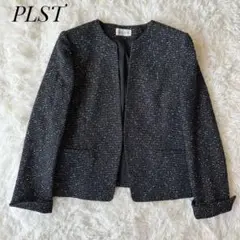 PLST プラステ ノーカラージャケット ツイード M