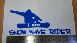 スノボ:ステッカー《Iam SNOW WAVE RIDER》size:small／青